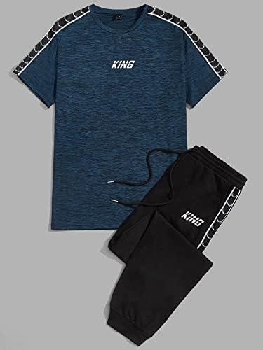 FIOXA Dvije komadne odjeće za muškarce Muška slova GRAFIC TEE & CRTSString Sweatpants Set