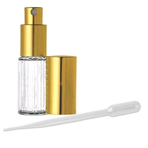 Grand Parfums Glass Fine Mist Parfem Atromizer, rebrasti staklena boca, raspršivač zlata 1/4 oz 7.5ml