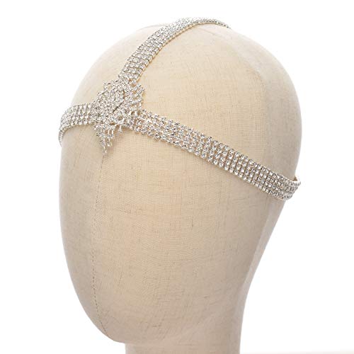 SWEETV Rhinestone 1920s Headpiece Silver-Flapper traka za glavu za Kostimiranu zabavu Gatsby Accessories dekorativne trake za glavu