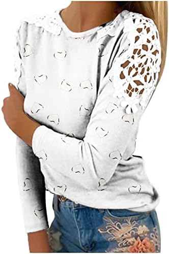 Ženske vrhove Dressy Ležerne prilike čipke Šuplje rame Dugi rukavi O-izrez Majica Trendy mamine majice Tees Bluza Pulover
