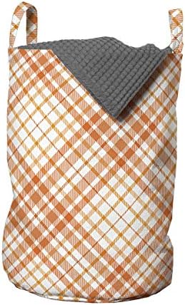 Ambesonne karirana torba za veš, apstraktni koncept tartan uzorka u geometrijskom dizajnu od kvadrata mandarine, korpa za korpe sa