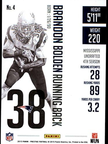 2015 panini prestige # 4 Brandon Bolden Nm-MT New England Patriots Službena NFL fudbalska karta