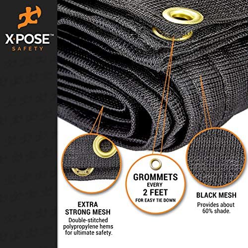 Xpose Sigurnost Heavy Duty Mesh Tarp - 8 'x 16' Višenamjenski crni zaštitni poklopac sa protokom zraka - Koristite za vezanje, nijanse,