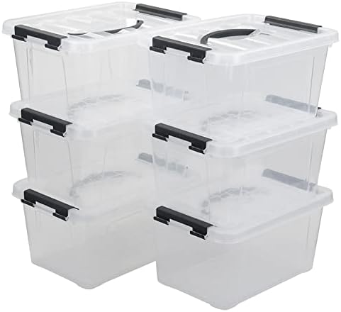 Ortodayes 6-pakovanje malih jasnih kutija za odlaganje, plastični kanti sa poklopcem, 5,5 litara
