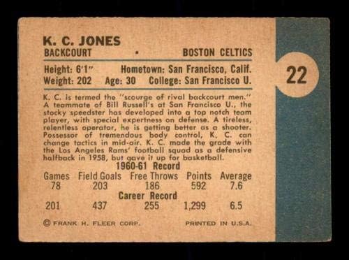 22 K.C. Jones RC Hof - 1961 fleer košarkaški kartonski karte ex - nepotpisane košarkaške kartice