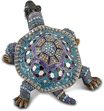 Jere luksuzno sukošlo za sudjelovanje Bejewed nevjerojatno azurne kornjače, pewter s kolekcionarskim kutijom za emajl sa odgovarajućim