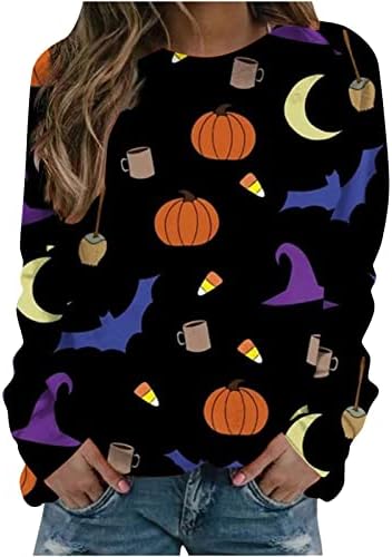Jesen zimska bluza za dame dugih rukava 2023 Džemper grafički odmor za prodaju Halloween labav fit bluza qa