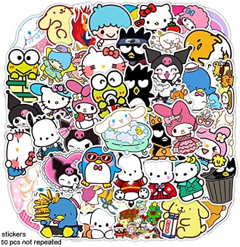 50 kom Kawaii Kitty naljepnice, japanski crtani anime naljepnice Vodootporne vinilne slatke naljepnice za vodu za boce za vodu, naljepnice