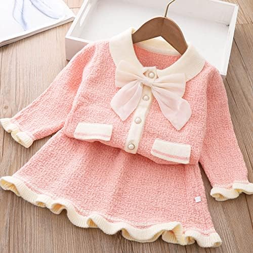 Toddler Baby Girls Jesen Zimska odjeća Pleteni gumbi Duks na vrhu mini suknje Ruffle Dut haljina tutu 2pcs Set