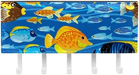 Guerotkr Zidne kuke, viseće kuke, ljepljive kuke za viseće, akvarel ocean životinjski ribe plavi uzorak