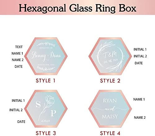 Ailin personalizirana prstena za ceremoniju svadbenog ceremonije Custom Hexagon staklena kutija sa mahovinom za angažman rođendan