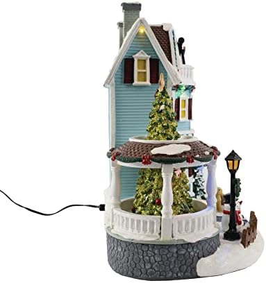 FG Square animirani božićni seoski dodatak - osvijetlite plavu kuću sa snjegovićima