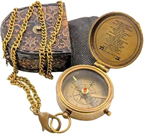 Viktorijanski džepni kompas Mesing Nautički džepni Kompas sa prekrasnim kožnim lancem Jedinstveni navigacijski preživljavajući avanturni