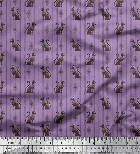 Soimoi pamučni dres tkanina Stripe & amp; štampana tkanina za mačke životinje 1 Yard 58 inch Wide