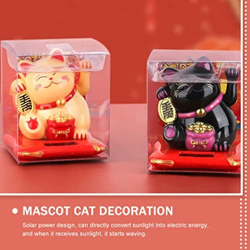 Garneck 3pcs Maneki Neko Cat Figurine Solarna maharska ruka Lucky Cat Money Cat Statue za kućni ured automobila Feng Shui Decor