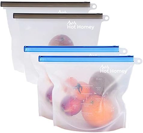 Hot Homey 2 srednja i 2 velika silikonska torba za skladištenje hrane za višekratnu upotrebu, torba za čuvanje hrane u 4 pakovanja,