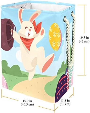 DEYYA vodootporne korpe za veš visoke čvrste sklopive Happy Easter Bunny Egg Rabbit Print Hamper za odraslu djecu Teen Boys Djevojke u spavaćim sobama kupatilo