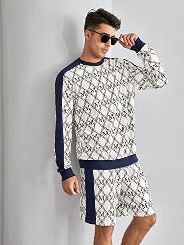 FDSUFDY Two komad odjeće za muškarce Muška slova i lanac Ispis kontrastne sudionaim pulover i staze