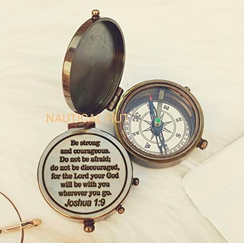 Kompas nautičkog koluta Vaš Tommy Vaš mesingani džepni džep sa kožom za nošenje kože, kompas sa lancem, gusarski kompas, gravuravši