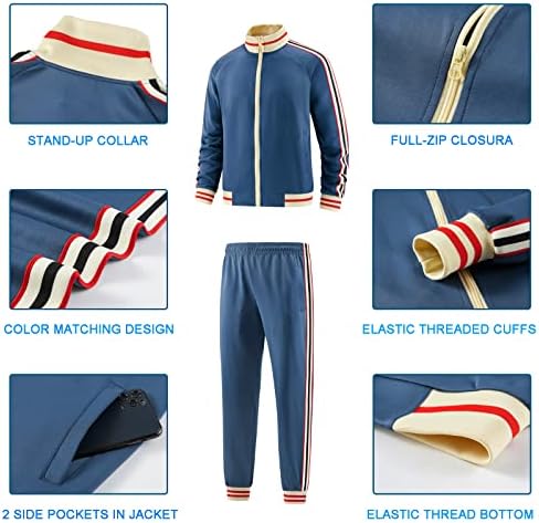 Dioxoib Men Track odijela setovi dugih rukava sa punim zip-zip duksevima Aktivne jakne i hlače 2 komada odjeća