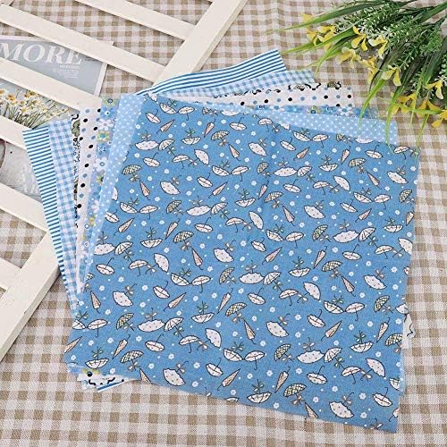 Beufee Quilting šivanje kvadratnih listova za Craft Patchwork, 7kom kvadrata od pamučne tkanine, pamučna zanatska tkanina plavo cvijeće