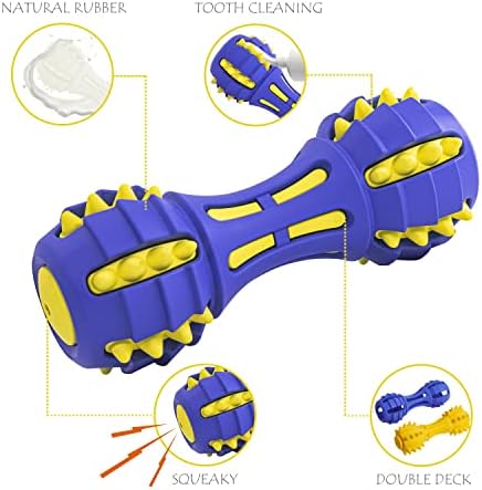PIPETPET pasa žvakaće igračke, izdržljiva gumena psa škripačka igračka za nježne žvakače, dvoslojni dizajn čine čišćenje zuba pasa,