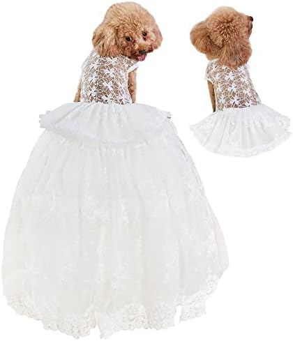 Psi vjenčanice cvijet tutuak suknja s odvojivim vlakom za malog srednjeg pseh kućnih ljubimaca Outfit formalno odjeću za princezu