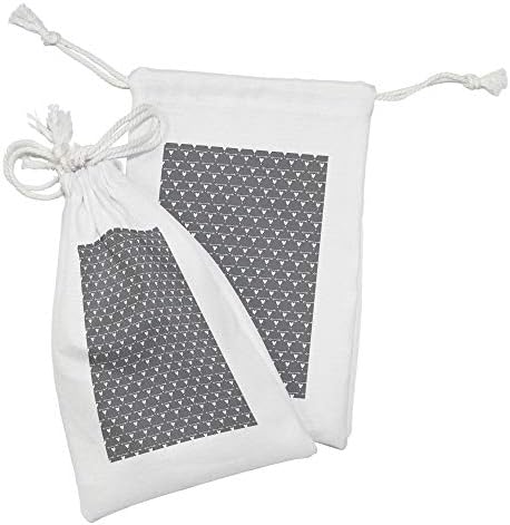 Ambesonne apstraktna tkanina set od 2, smjer Pokazivač elemenata i srca Romantična tattoo stil finska, mala torba za izvlačenje za