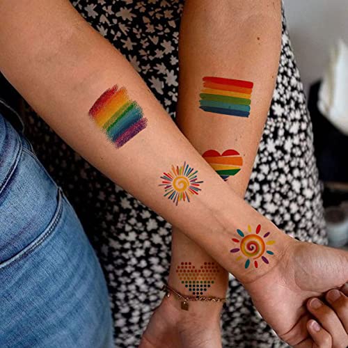 Tazimi 40 listova Rainbow Privremene tetovaže, gay ponos tetovaže, cvijeće / leptir / srce / usne / duge zastava zastava naljepnice za djecu odrasli