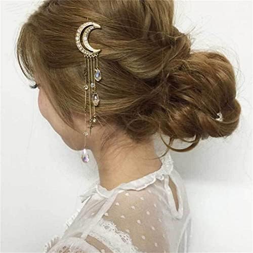 Mllkcao 1pc isječci za kosu za žene Moon Crystal Rhinestone perle Danle Fripepin Klip za kosu Žene Bridal Girly Nakit Poklon