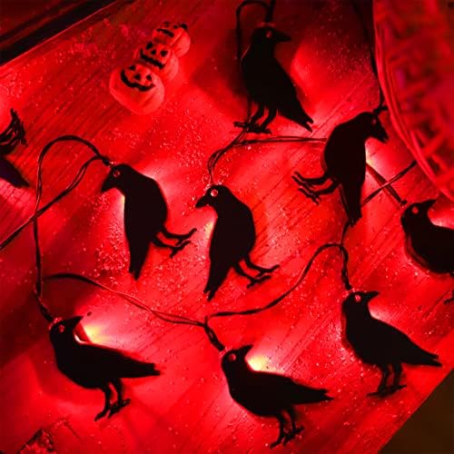 Malgero Halloween Decorations battery Operated Crow Red string Lights 5Ft Indoor Spooky Lights 10led Gothic Party Room Decor 2 modovi