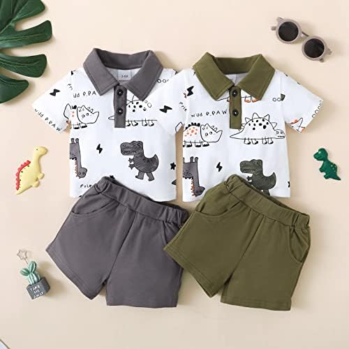 Damohony Toddler Baby Boy Dečko Slatki dinosaur Ispiši ljetne odjeće 2pcs Pamučna polo majica + kratke hlače za dječaka 3m-3T
