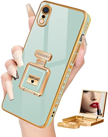 Buleens za iPhone XR futrola sa metalnim perfemerima Ogledalo, simpatični ženski srčani slučajevi za iPhone XR, elegantan luksuzni