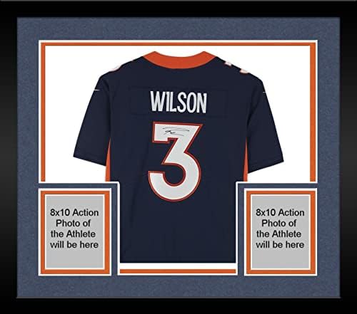Uokvirena Russell Wilson Denver Broncos autografirana mornarica Nike Limited Jersey - autogramirani NFL dresovi