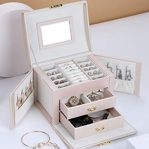 Mjcsnh PU kožna kutija za odlaganje nakita Evropska kutija za nakit prenosiva multifunkcionalna kutija za nakit ladica princeza