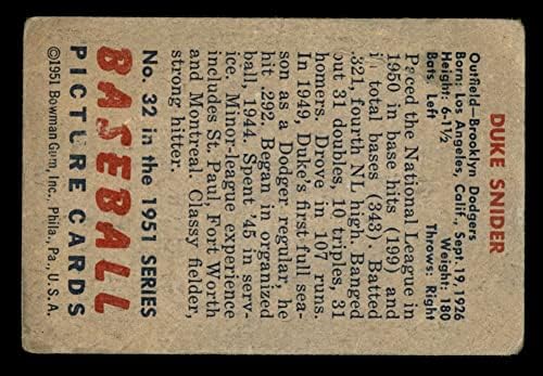 1951 Bowman # 32 Duke Snider Brooklyn Dodgers Fair Dodgers