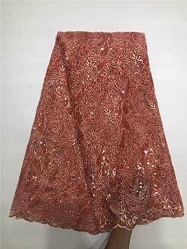 MARHAFABRIC Afrička čipkasta tkanina za vjenčanice šljokice čipkasta tkanina crvena / zlatna Afrička čipkasta tkanina sa šljokicama