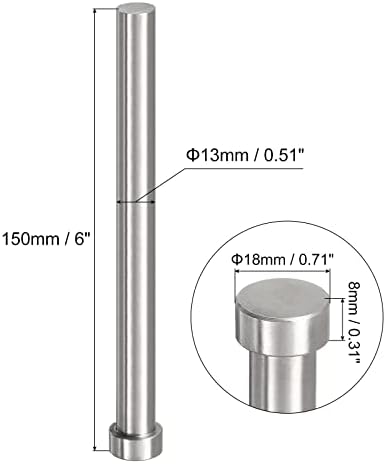 Uxcell igle za ravne izbacivanje, 18 mm dia. 65mn čelični okrugli vrhovi udar 150 mm dugačak za mehaničko održavanje
