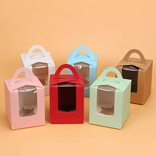 Cabilock White Cupcake kutije 60pcs Jednostruki papirni kolači sa prozorima i ručkama muffin držač kolač torbica kutija za pohranu