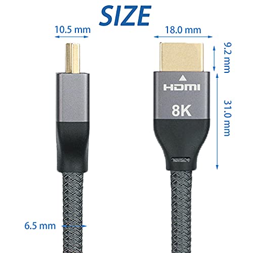 10ft dugačak 8K HDMI 2.1 kabl, Ultra brzi HDMI kabl 48Gbps, podržava 8K 4K 60Hz 120Hz 144Hz, Arc HDMI monitor kabl kompatibilan sa