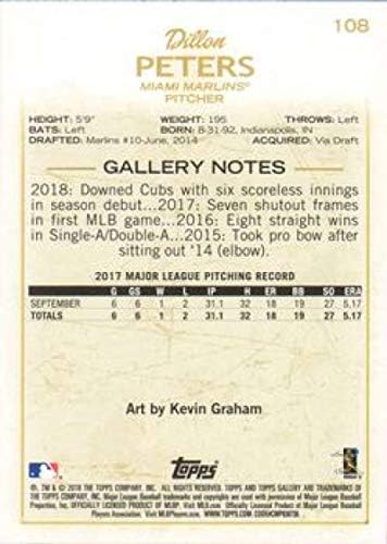 2018 gornja galerija Baseball 108 Dillon Peters Miami Marlins Službena MLB trgovačka kartica