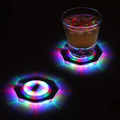Aduska pizucb LED coster, svjetla za naljepnice, usb punjiva RGB boca svjetla za pića, koktel, pivo, šampanjac, vino, savršena zabava, vjenčanje, bar, klub, crvena, 10x10cm