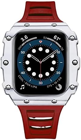 CNHKAU Carbon Fiber Futrola za Apple Watch Band Modifikacija 7 45mm 44mm 41mm Keramički okvir Gumeni kaiš mod komplet za IWatch seriju 6 SE 5