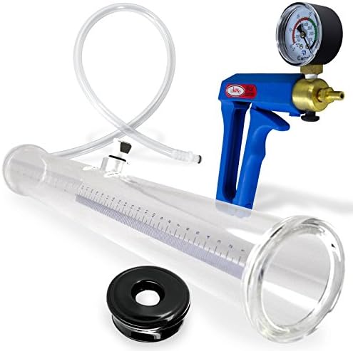 Paket od 2 predmeta: Leluv Penis vakuum pumpa Maxi plavo prirodno poboljšanje muškog muškog dijela uključuje mjerač dvokrevetnog prijatelja