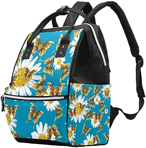 Guerotkr putnički ruksak, ruksak za torbu pelena, ruksak pelena, cvjetovi Daisy Zlatni leptiri