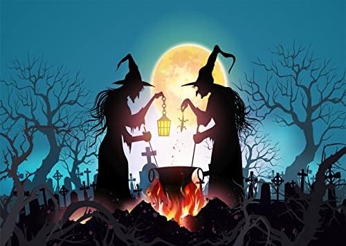 Loccor 9x6ft tkanina Halloween Photo Backdrop Witch Magic napitak i mrtvo drvo u Moonlight Photography Background Birthday Party Banner