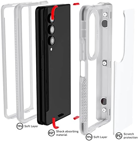 Ghostek Covert Clear Z Fol 4 Case s tankim laganim dizajnom i šarkama za zaštitu šarki Bežični punjenje i PowerShare Kompatibilni telefonski poklopac dizajniran za 2022 Samsung Galaxy Z Fold4 5g