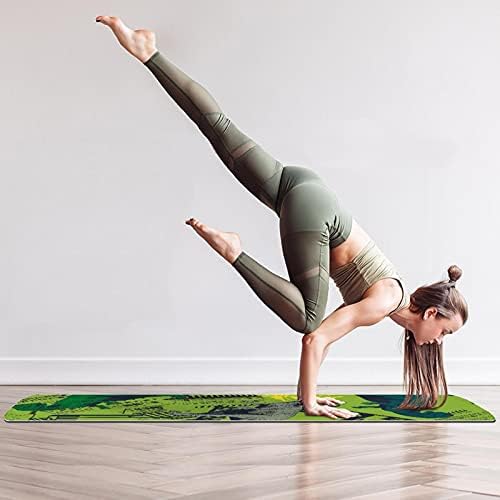6mm ekstra debela prostirka za jogu, Print zelenog uzorka dinosaurusa ekološki prihvatljivi TPE prostirke za vježbanje Pilates Mat sa za jogu, trening, osnovnu kondiciju i vježbe na podu, muškarci & žene