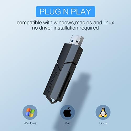 Smartq C307 čitač SD kartica prijenosni USB 3.0 Adapter za Flash memorijsku karticu Hub za SD, Micro SD, SDXC, SDHC, MMC, Micro SDXC,