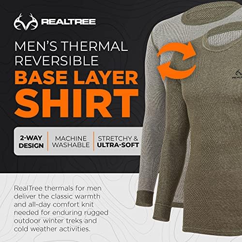 Realtree Reverzibilna muška košulja s dugim rukavima - bazni sloj Termalni, topli plemić vafla ispod vrha